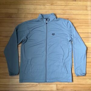 686 Smarty Full Zip Fleece Jacket Mens XL Blue Gray Mock Neck Thumbhole Cuffs